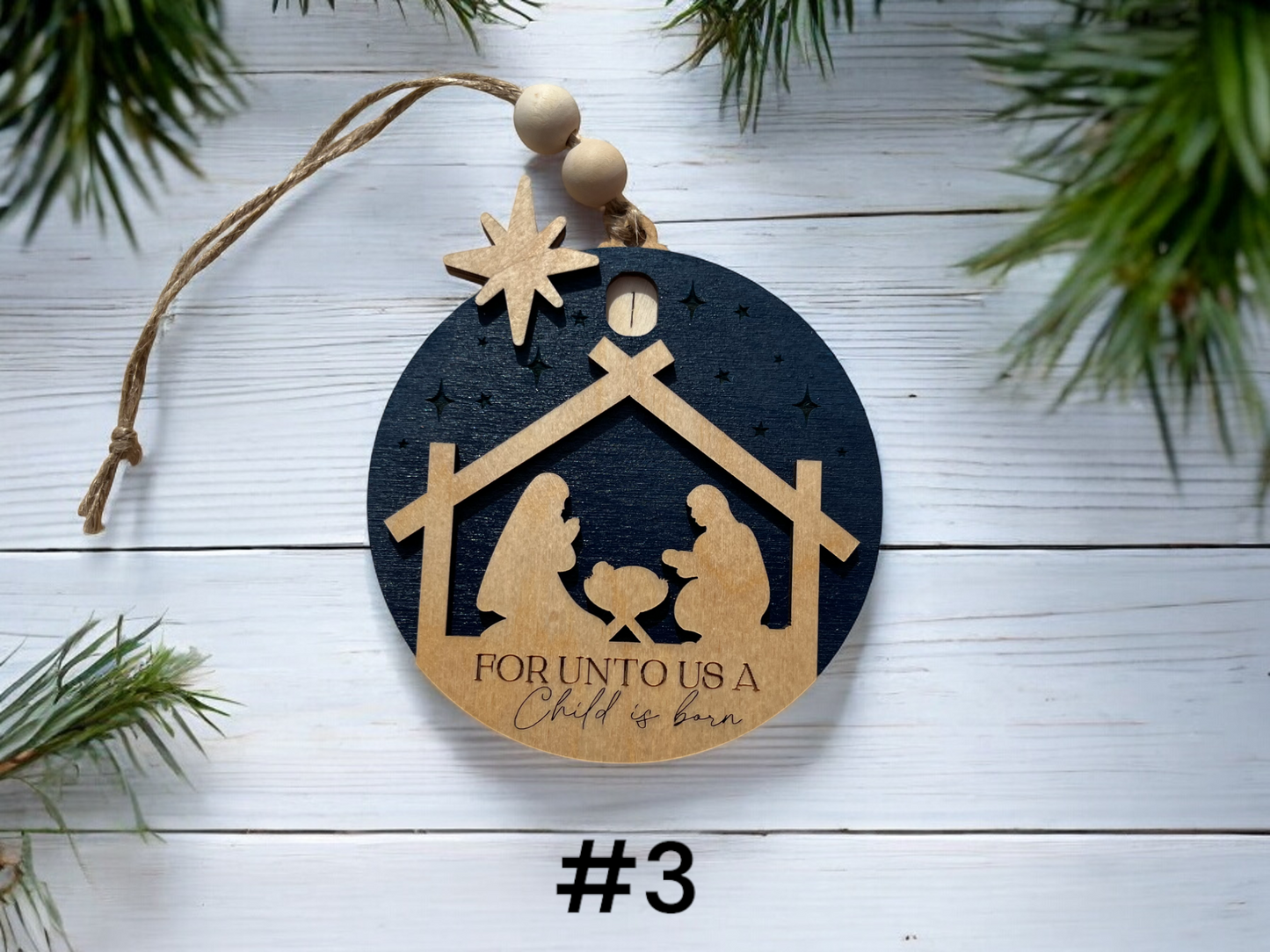 Nativity Scene Advent Count Down to Christmas Sliding Ornament | Days Until Christmas | Wood Christmas Tree Ornament