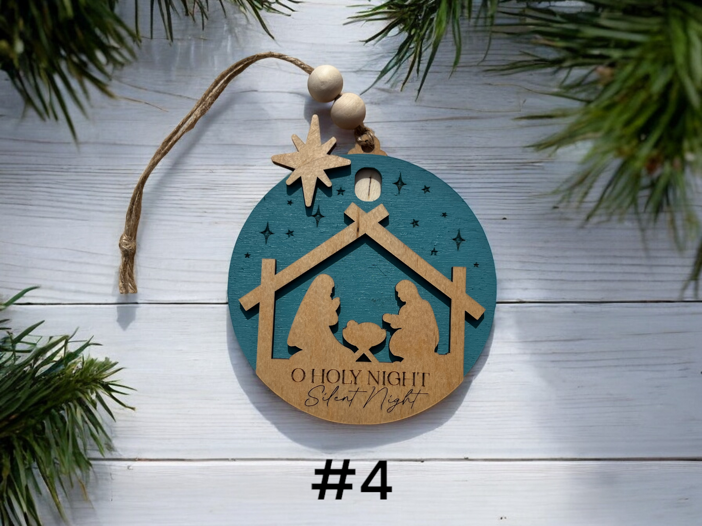 Nativity Scene Advent Count Down to Christmas Sliding Ornament | Days Until Christmas | Wood Christmas Tree Ornament