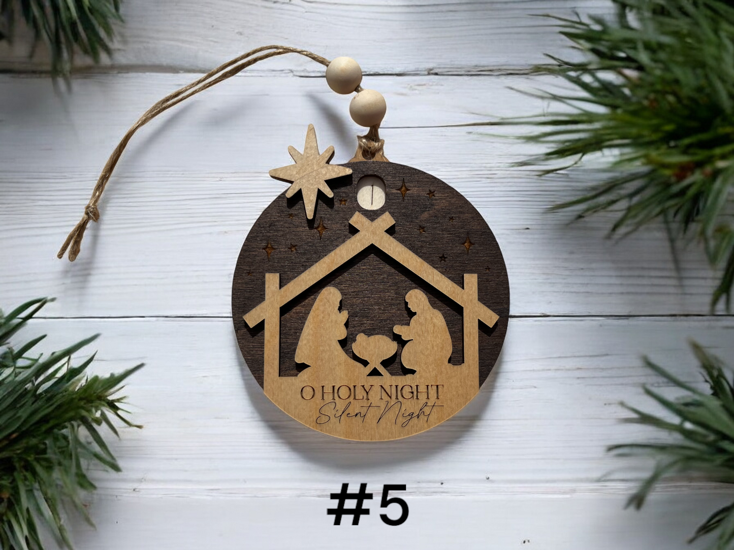 Nativity Scene Advent Count Down to Christmas Sliding Ornament | Days Until Christmas | Wood Christmas Tree Ornament