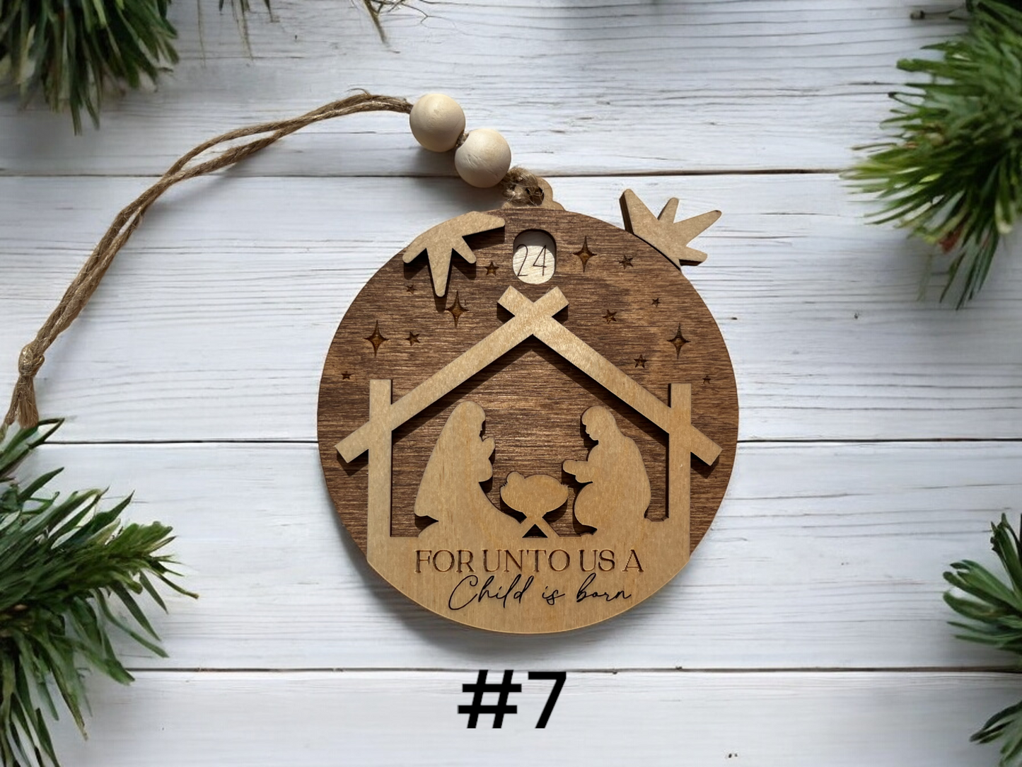 Nativity Scene Advent Count Down to Christmas Sliding Ornament | Days Until Christmas | Wood Christmas Tree Ornament