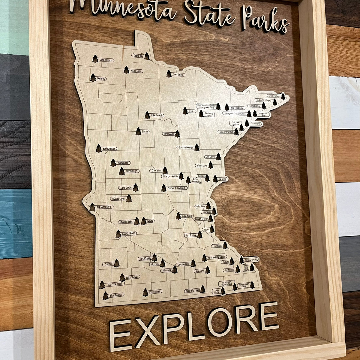 Minnesota State Parks Travel Map | Wooden State Park Tracker | Custom Colors