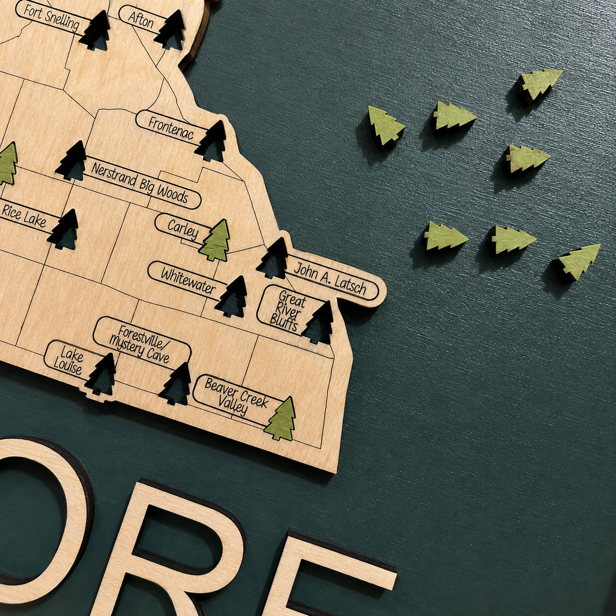 Minnesota State Parks Travel Map | Wooden State Park Tracker | Custom Colors