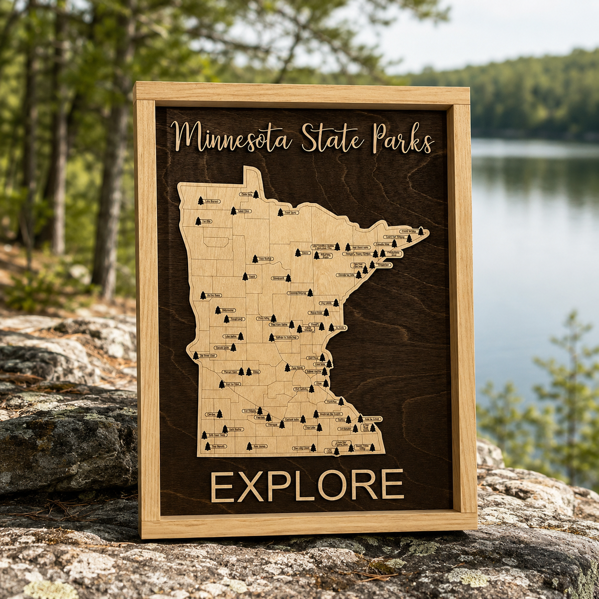 Minnesota State Parks Travel Map | Wooden State Park Tracker | Custom Colors