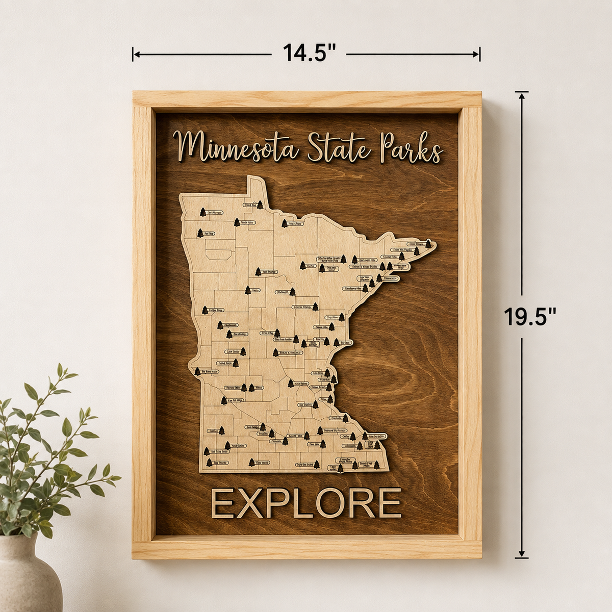 Minnesota State Parks Travel Map | Wooden State Park Tracker | Custom Colors