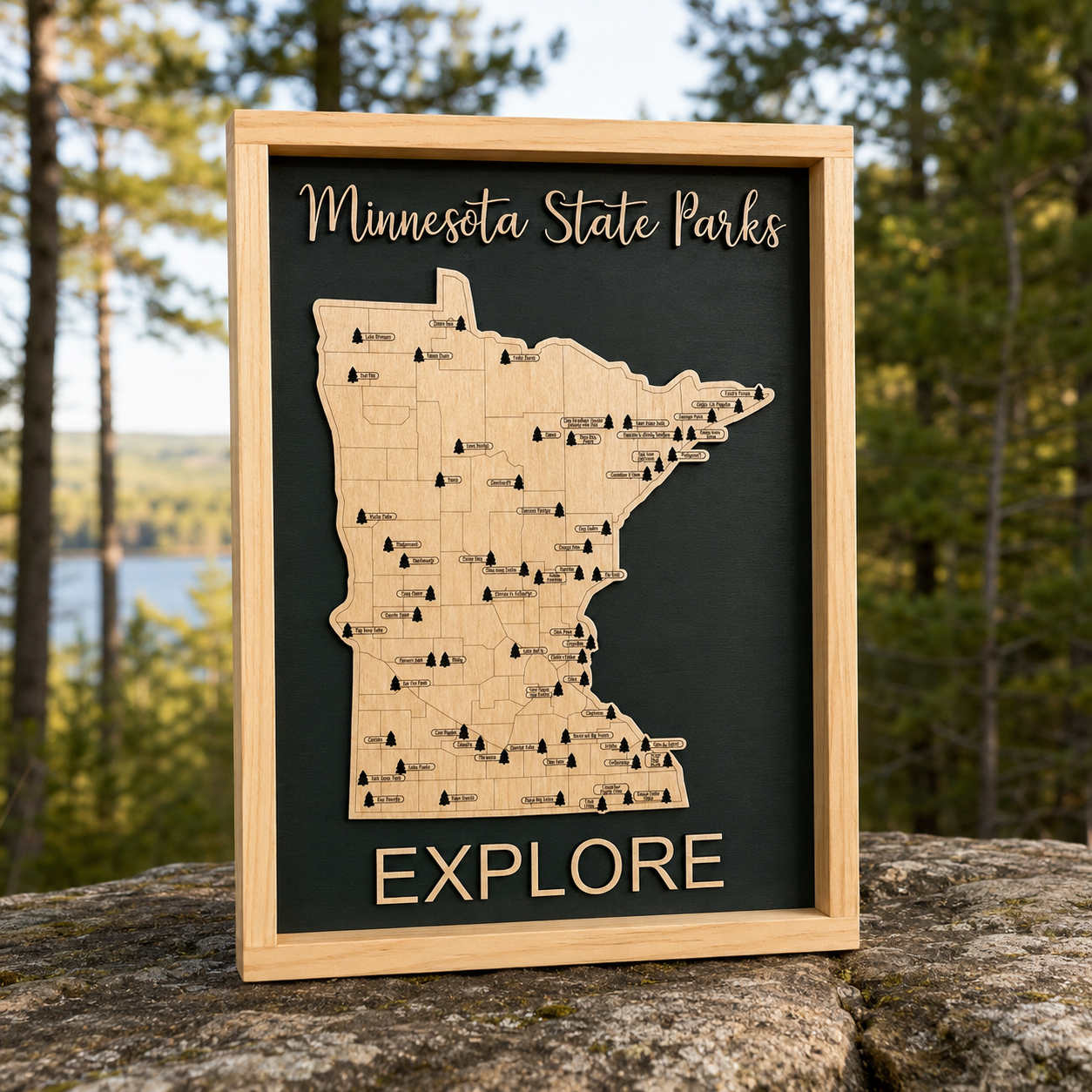 Minnesota State Parks Travel Map | Wooden State Park Tracker | Custom Colors