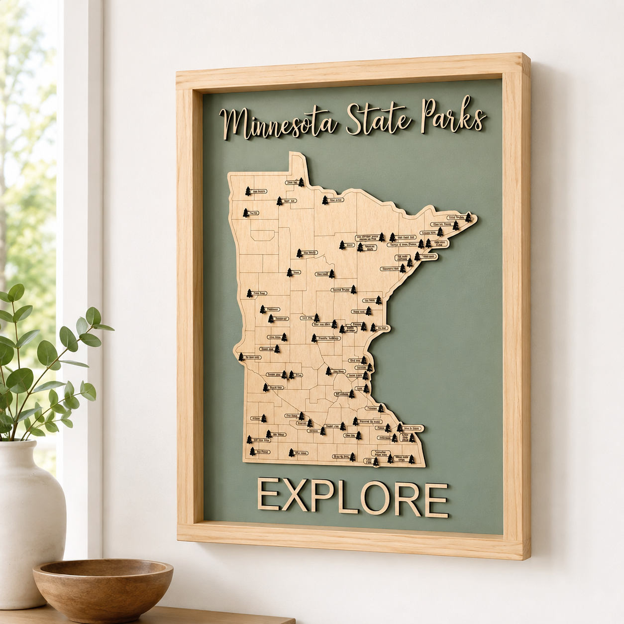 Minnesota State Parks Travel Map | Wooden State Park Tracker | Custom Colors