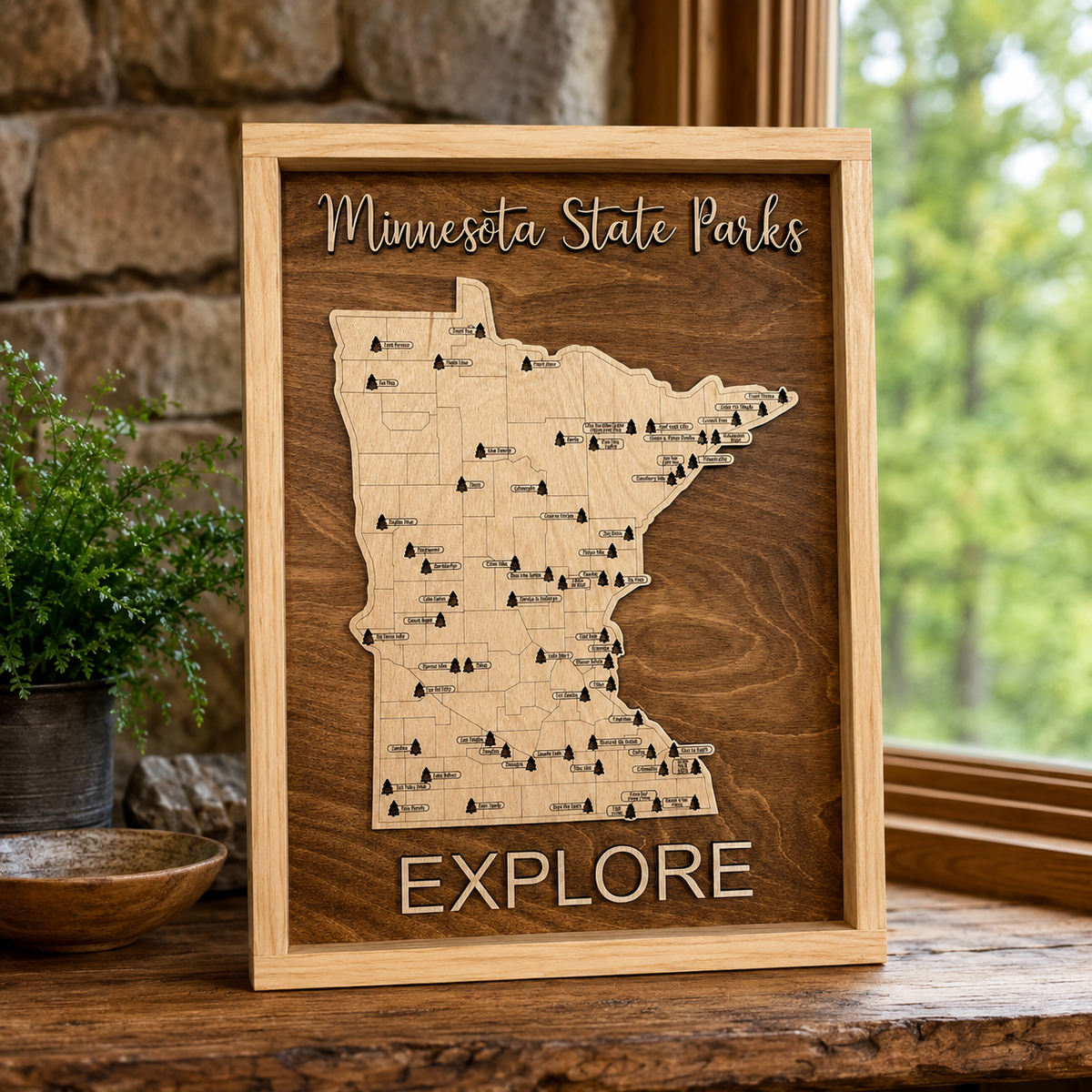 Minnesota State Parks Travel Map | Wooden State Park Tracker | Custom Colors