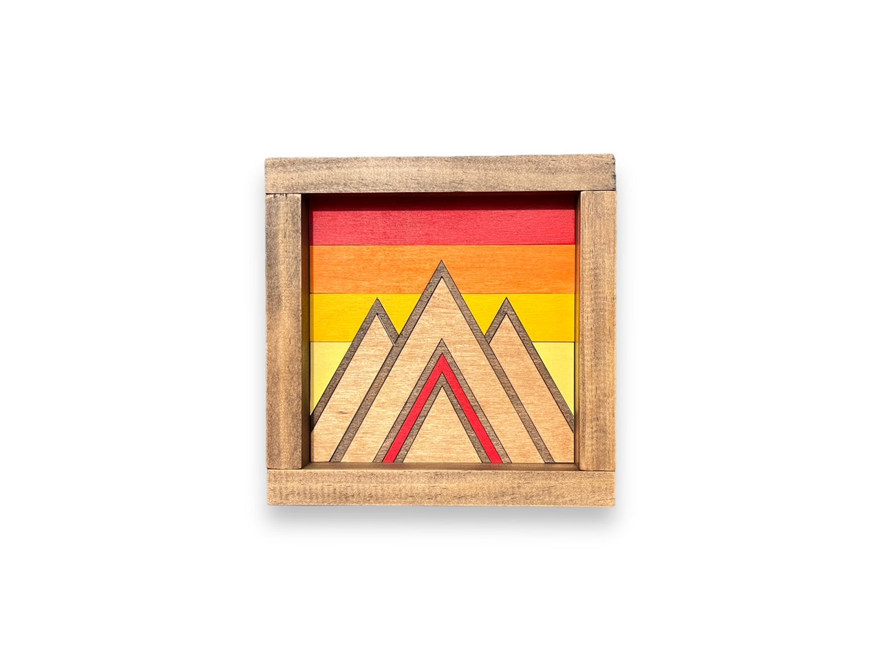 Modern Mountain Mini Wall or Shelf Art | 7.25" x 7.25" | Mosaic Wall Decor