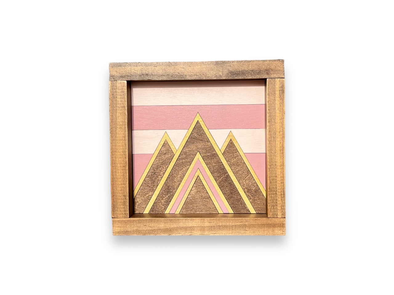 Modern Mountain Mini Wall or Shelf Art | 7.25" x 7.25" | Mosaic Wall Decor