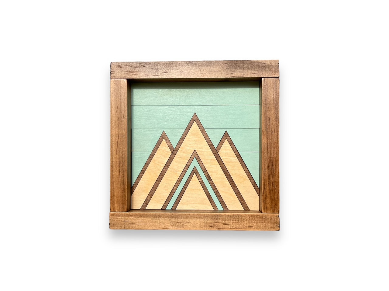 Modern Mountain Mini Wall or Shelf Art | 7.25" x 7.25" | Mosaic Wall Decor