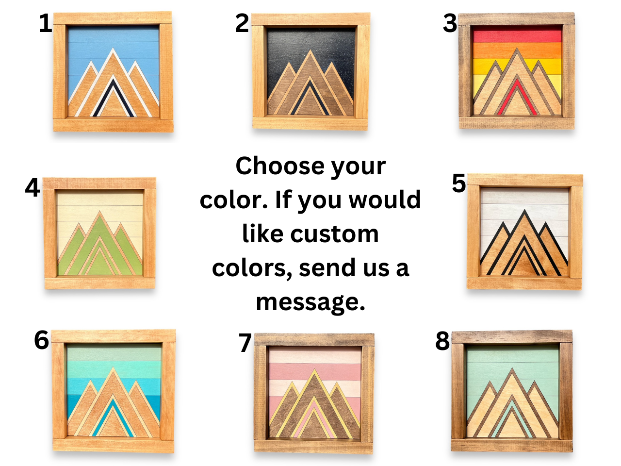 Modern Mountain Mini Wall or Shelf Art | 7.25" x 7.25" | Mosaic Wall Decor