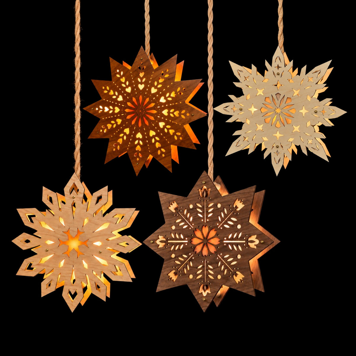 Scandinavian Wooden Window Star Light | Choose Your Design & Wood