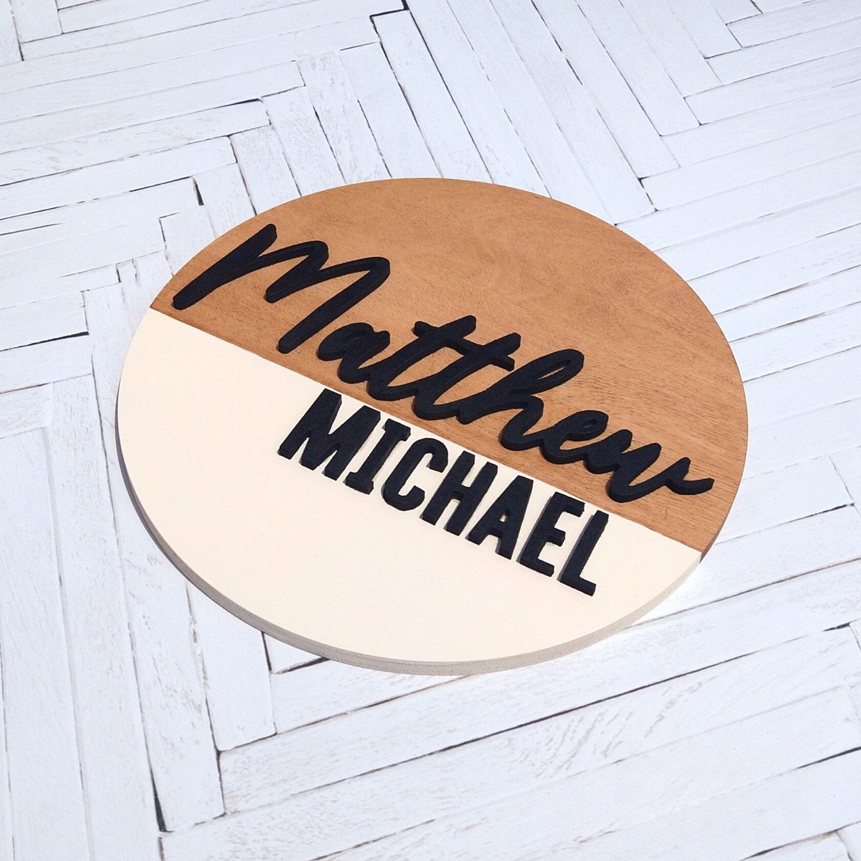 Personalized Baby Nursery Custom Name Sign, Wooden Circle Wall Decor, Baby Shower Present, Bedroom Decor, Above Crib Custom Color Round