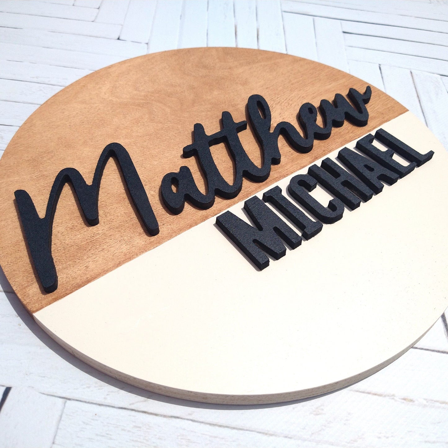 Personalized Baby Nursery Custom Name Sign, Wooden Circle Wall Decor, Baby Shower Present, Bedroom Decor, Above Crib Custom Color Round
